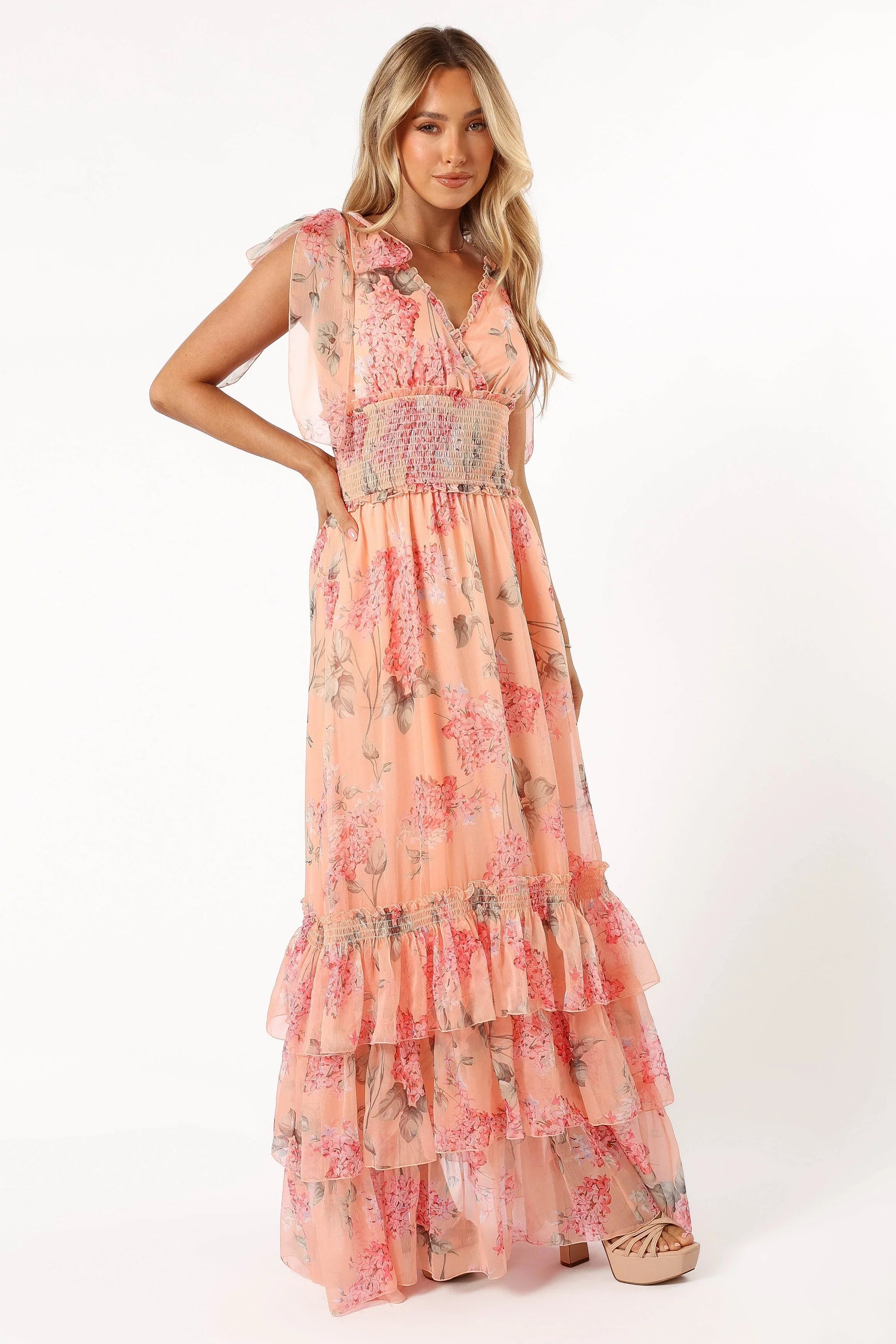 Fionna Maxi Dress Peach Floral