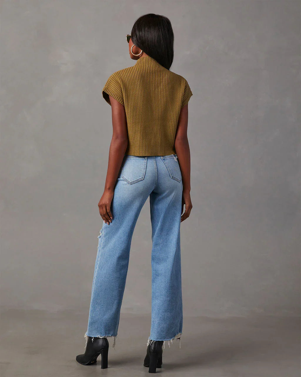 Brooke Mock Neck Short Sleeve Sweater