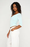Little Bit Of Everything 3 4 Sleeve V Neck Top Baby Blue