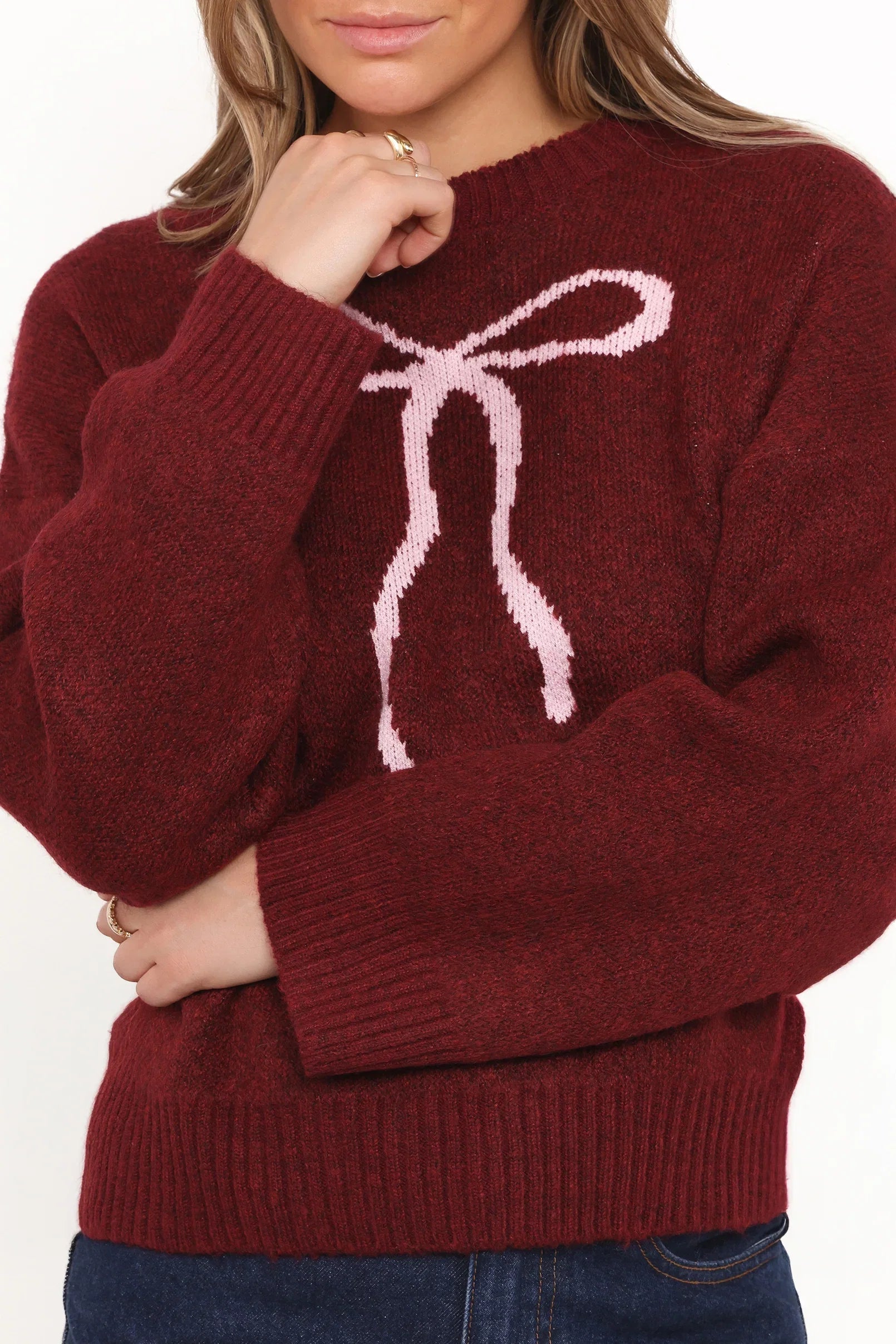 Kaori Bow Sweater Burgundy