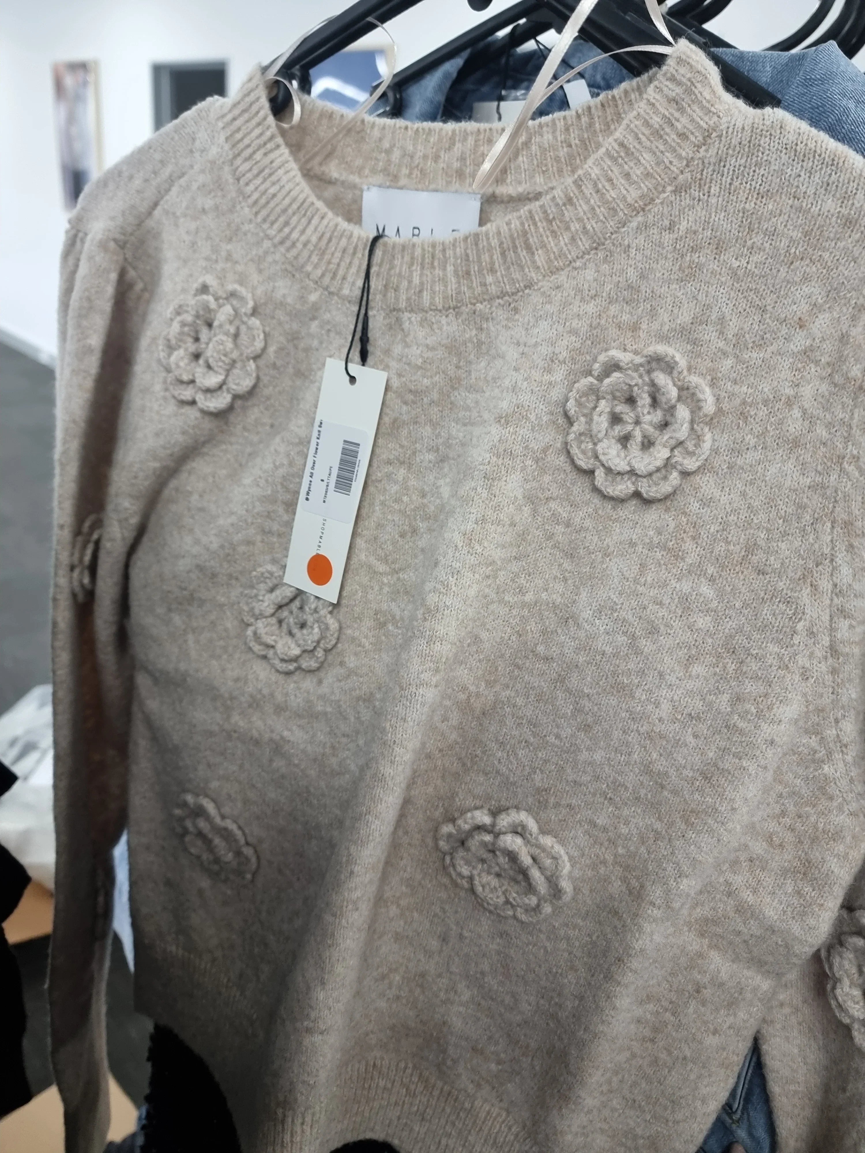 Wynne All Over Flower Knit Sweater Light Taupe