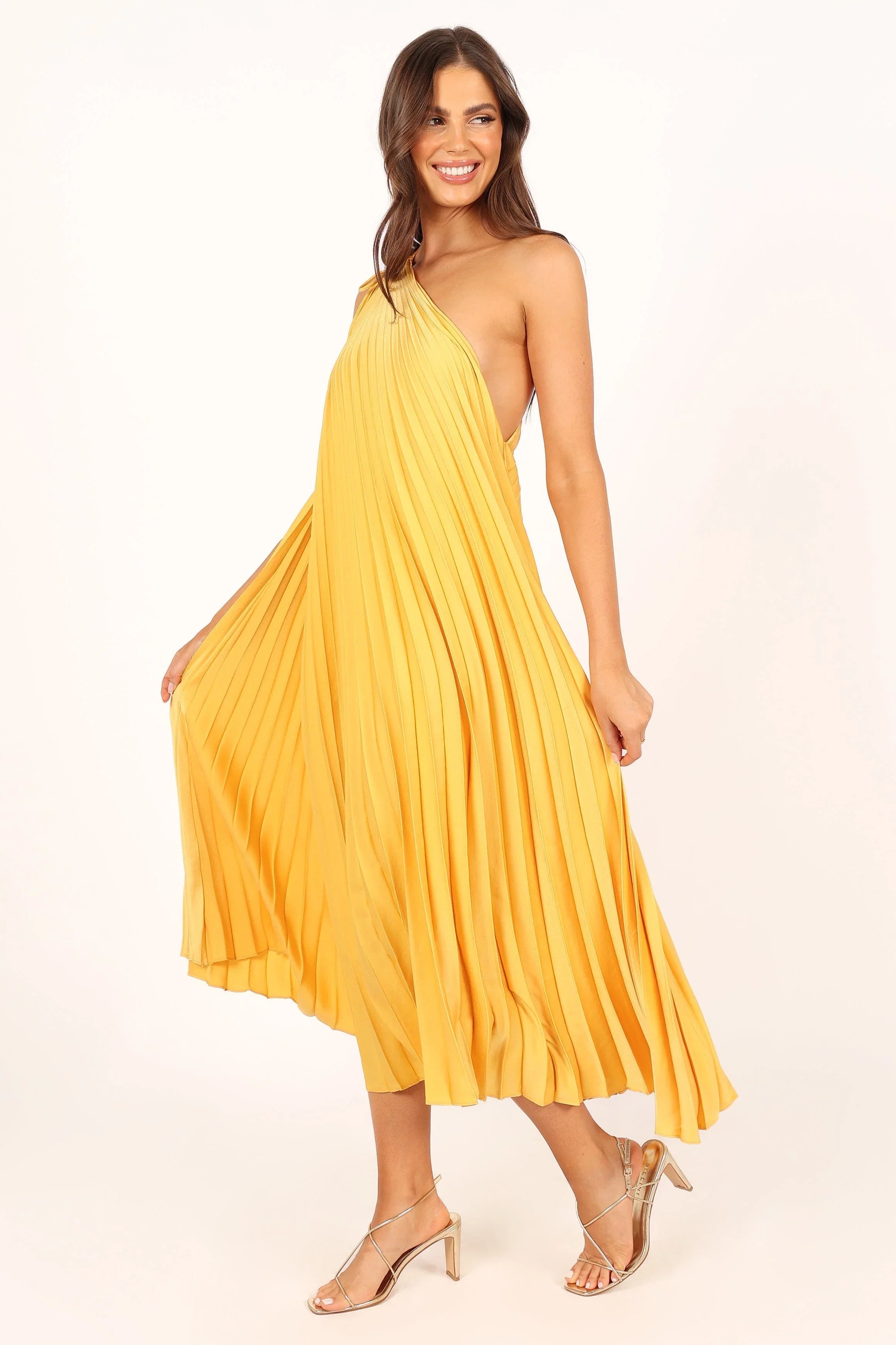 Cali One Shoulder Midi Dress Saffron