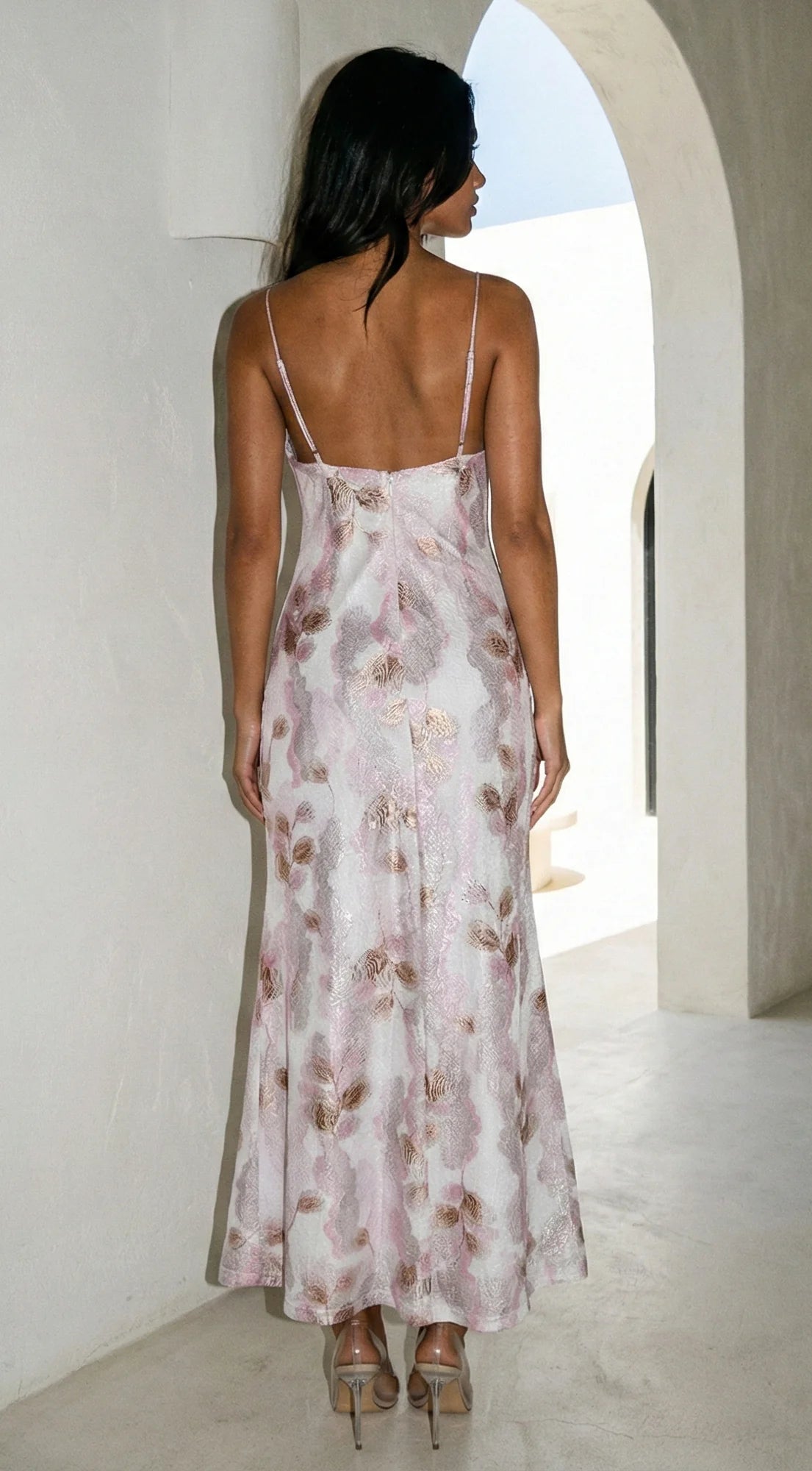 Eliara Floral Fold Over Maxi Dress Pink
