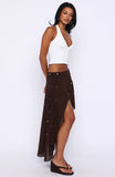 Starry Eyed Sequin Midi Skirt Chocolate