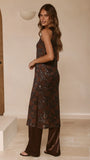 Valencia Sequin Maxi Dress Brown