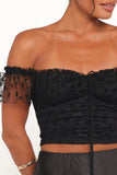 Aster Off Shoulder Mesh Top Black