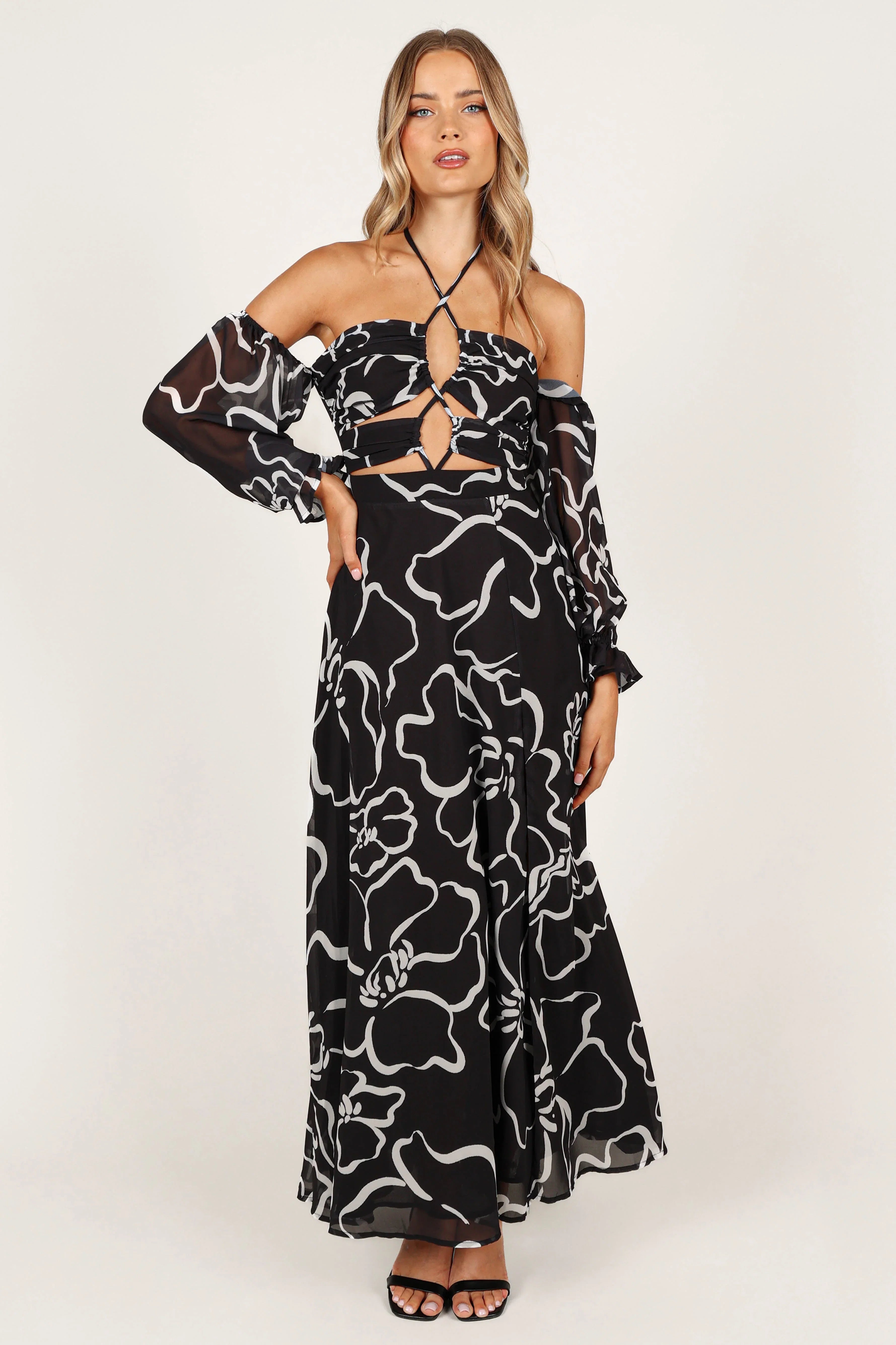 Karma Maxi Dress White Black Floral