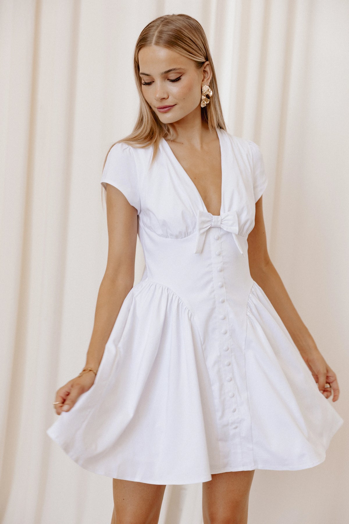 Lyssa Bow Front Mini Dress White
