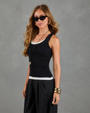 Effortless Frame Contrast Dual Layer Tank Top