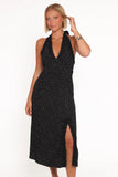Stasia Maxi Halter Dress Black White
