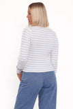 Stacie Ribbed Knit Top Light Blue Stripe