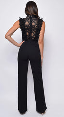 Vanna Crochet Flared leg Jumpsuit Black