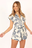 Georgina Tie Waist Romper Navy