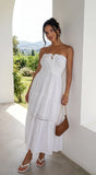 Sunbeam Tiered Lace Strapless Maxi Dress White