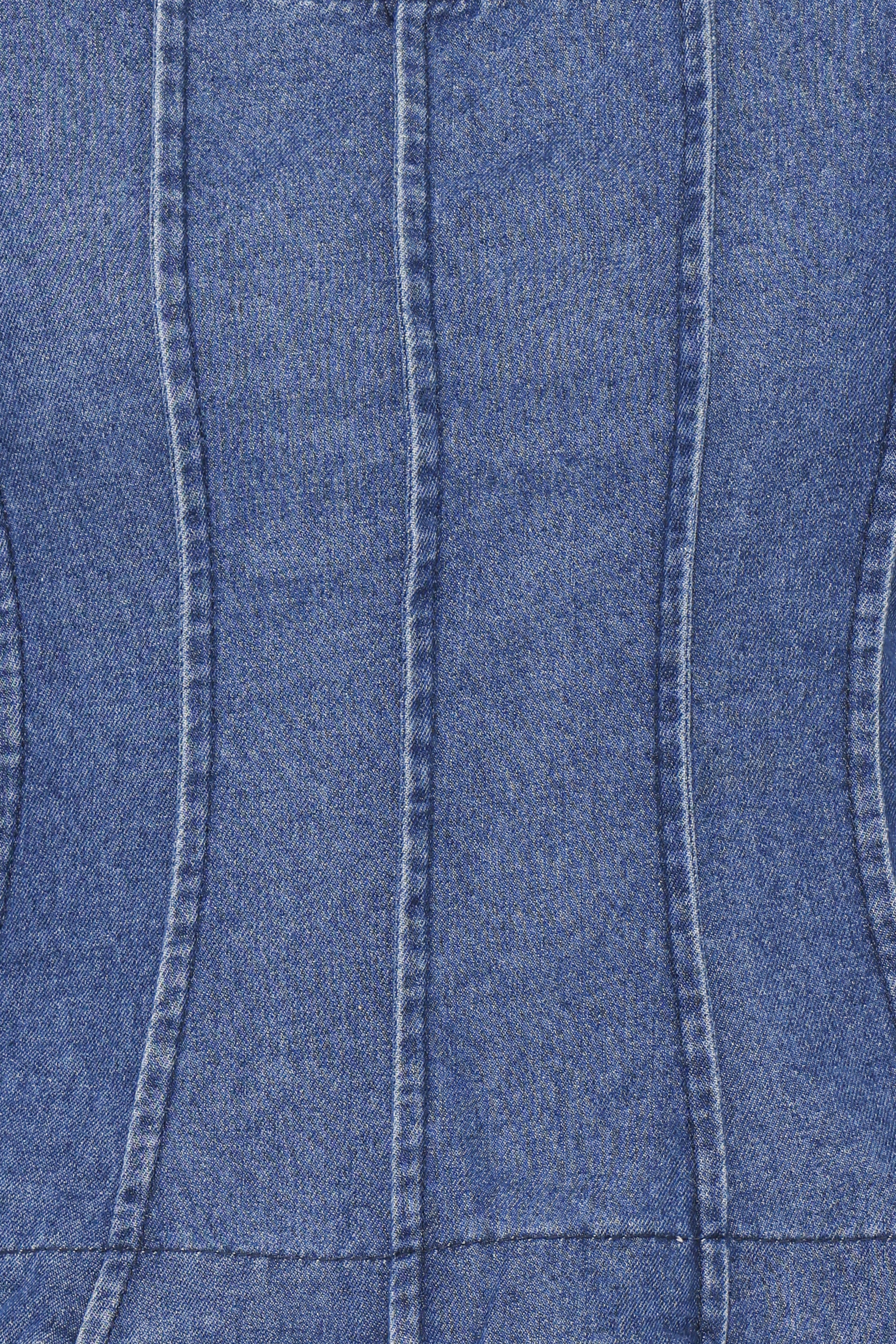 Saylor Denim Peplum Top Blue Medium Wash