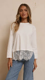Alina Lace Trim Top White