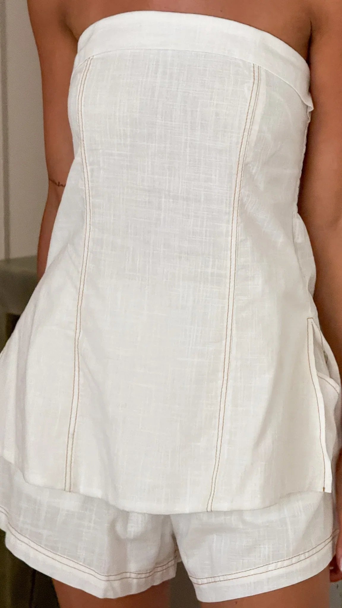 Sapphira Strapless Top and Shorts Set White