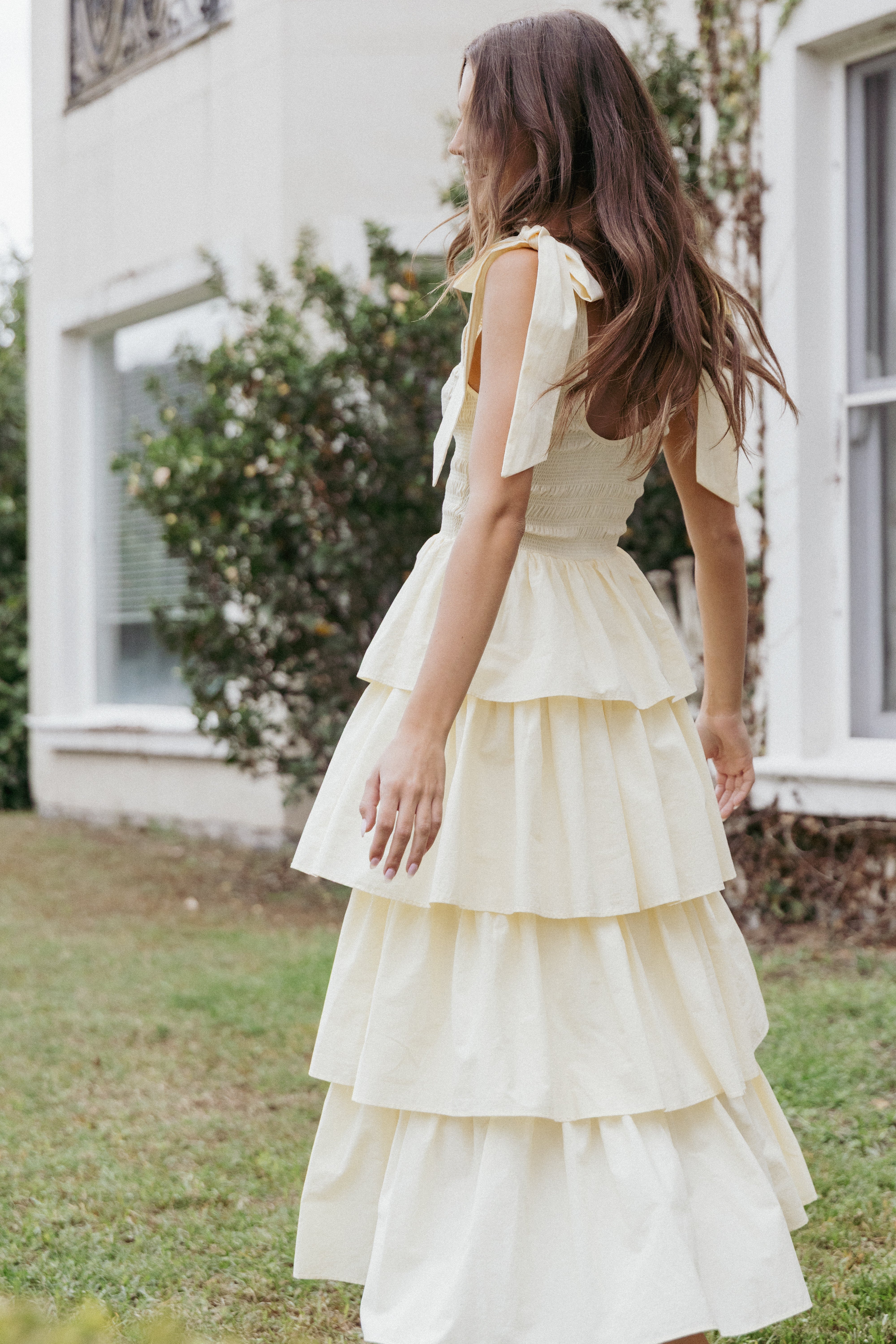Raphael Tiered Maxi Dress Yellow