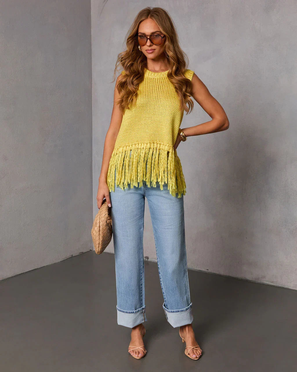 Morning Glow Knit Fringe Sweater
