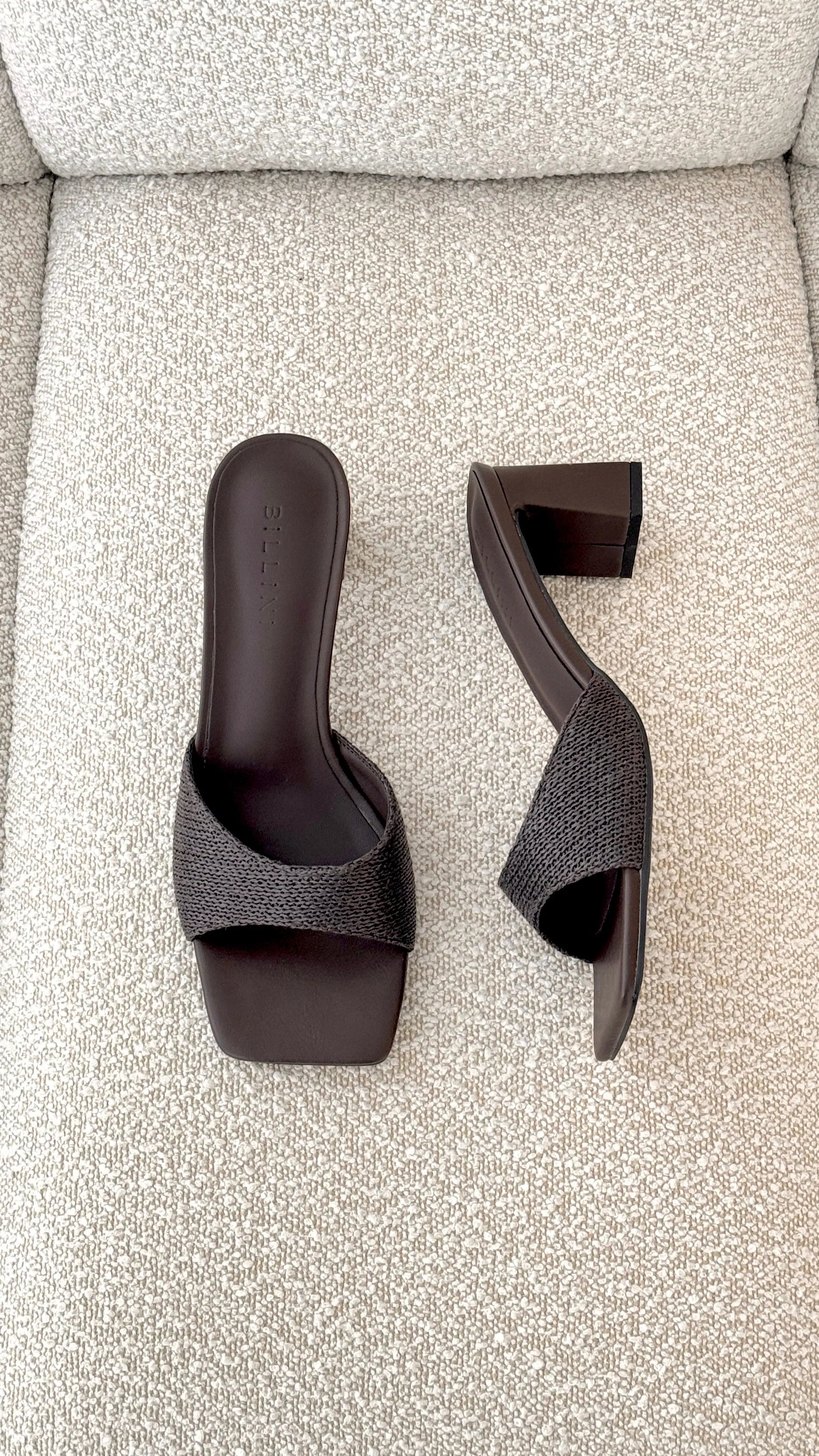 Freda Heel Chocolate Raffia