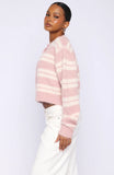 Ice Bae Stripe Knit Cardigan Strawberry Cream Stripe