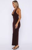 We All Want More Halter Neck Maxi Dress Chocolate