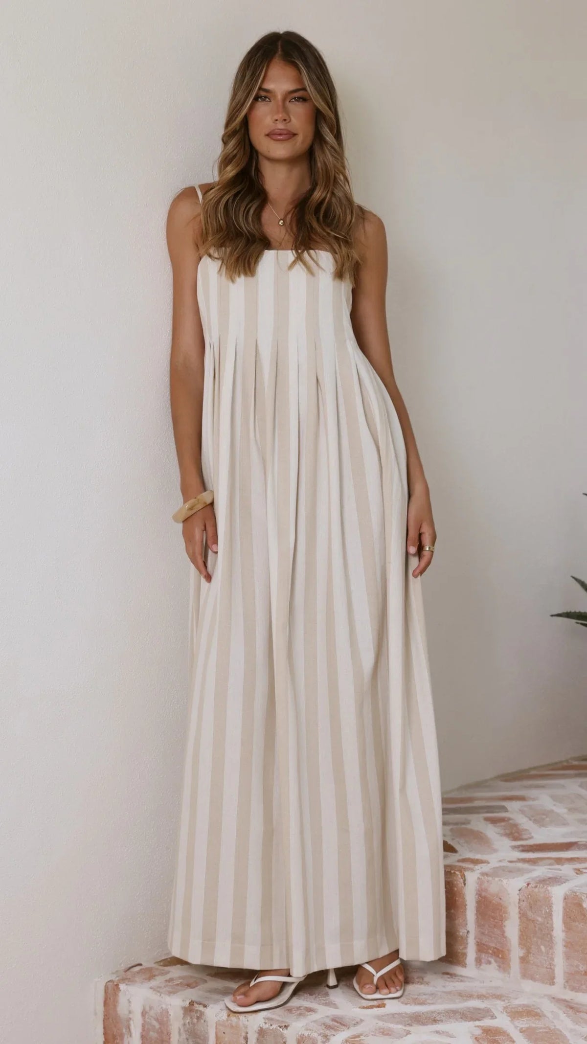 Pippa Maxi Dress Beige Stripe