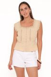 Luke Button Top Khaki