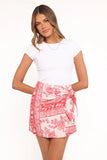 Calypso Wrap Mini Skirt Rose Tile