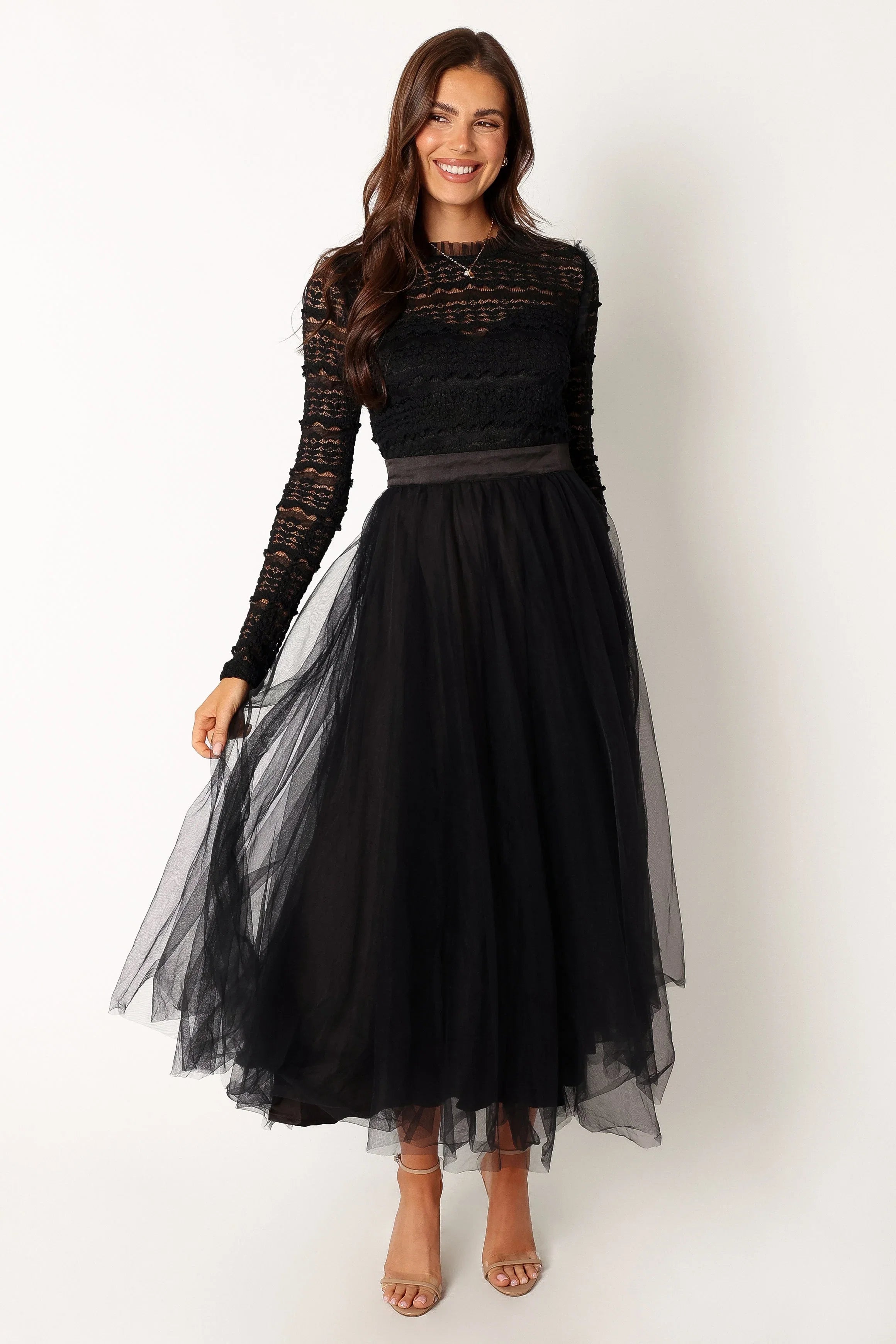 Pilla Long Sleeve Midi Dress Black