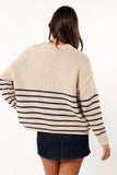 Tenzie Stripe Knit Sweater Natural Navy