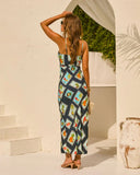 Chasing Paradise Postage Stamp Print Maxi Dress
