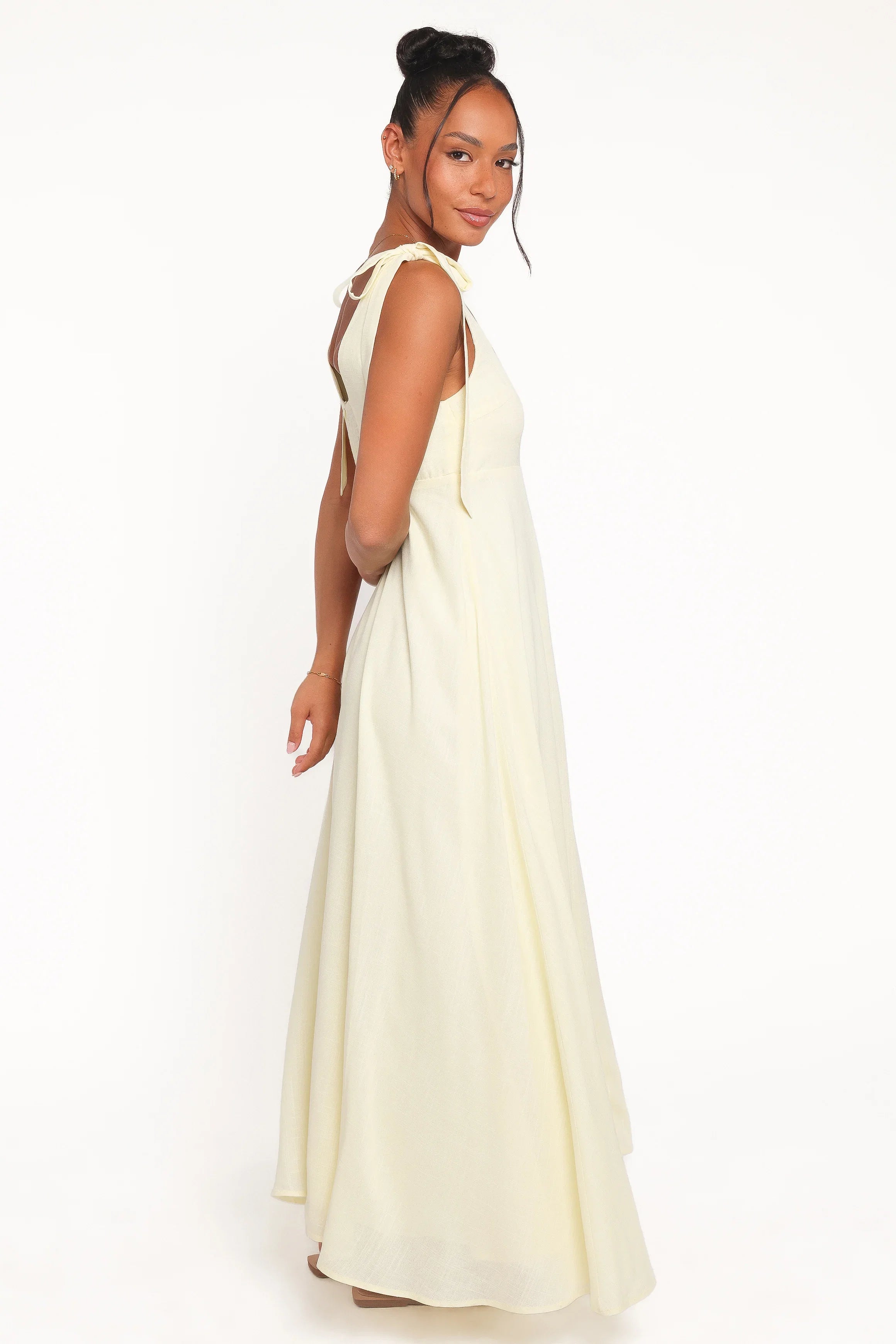 Valara Tie Shoulder Maxi Dress Butter Yellow
