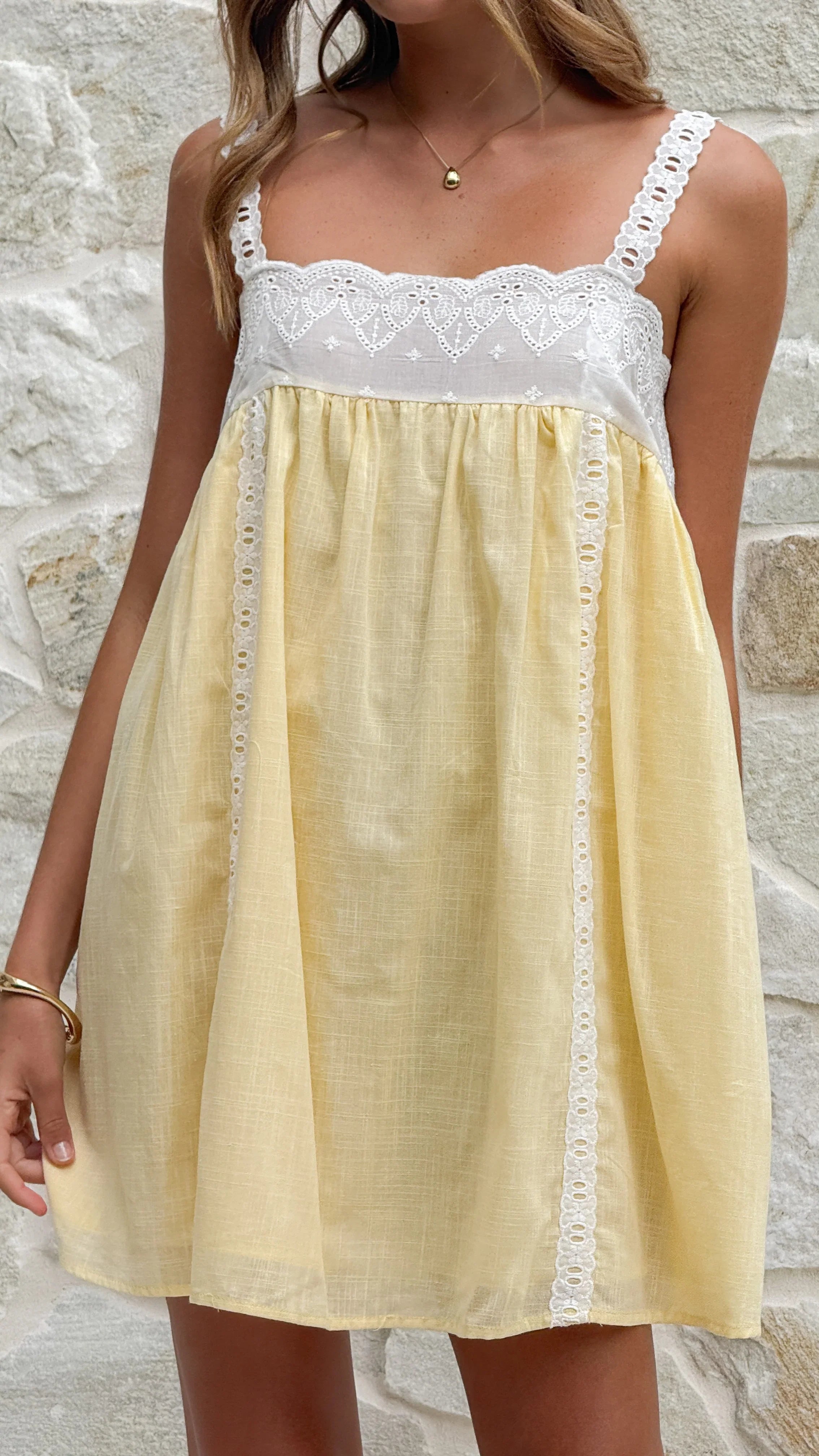 Lacey Mini Dress Lemon