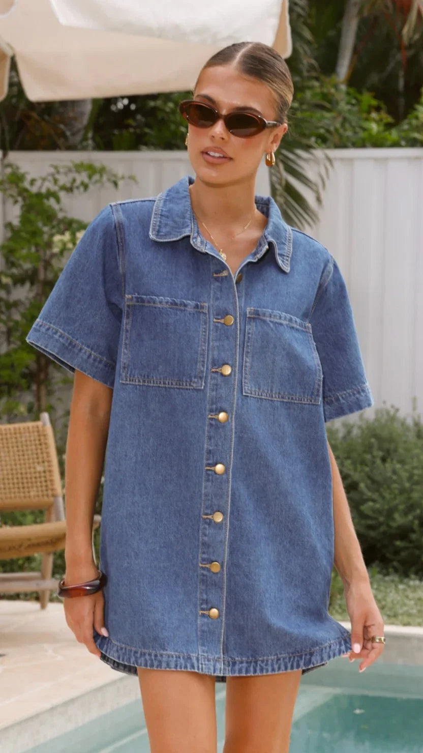 Rayna Denim Mini Dress Dark Denim