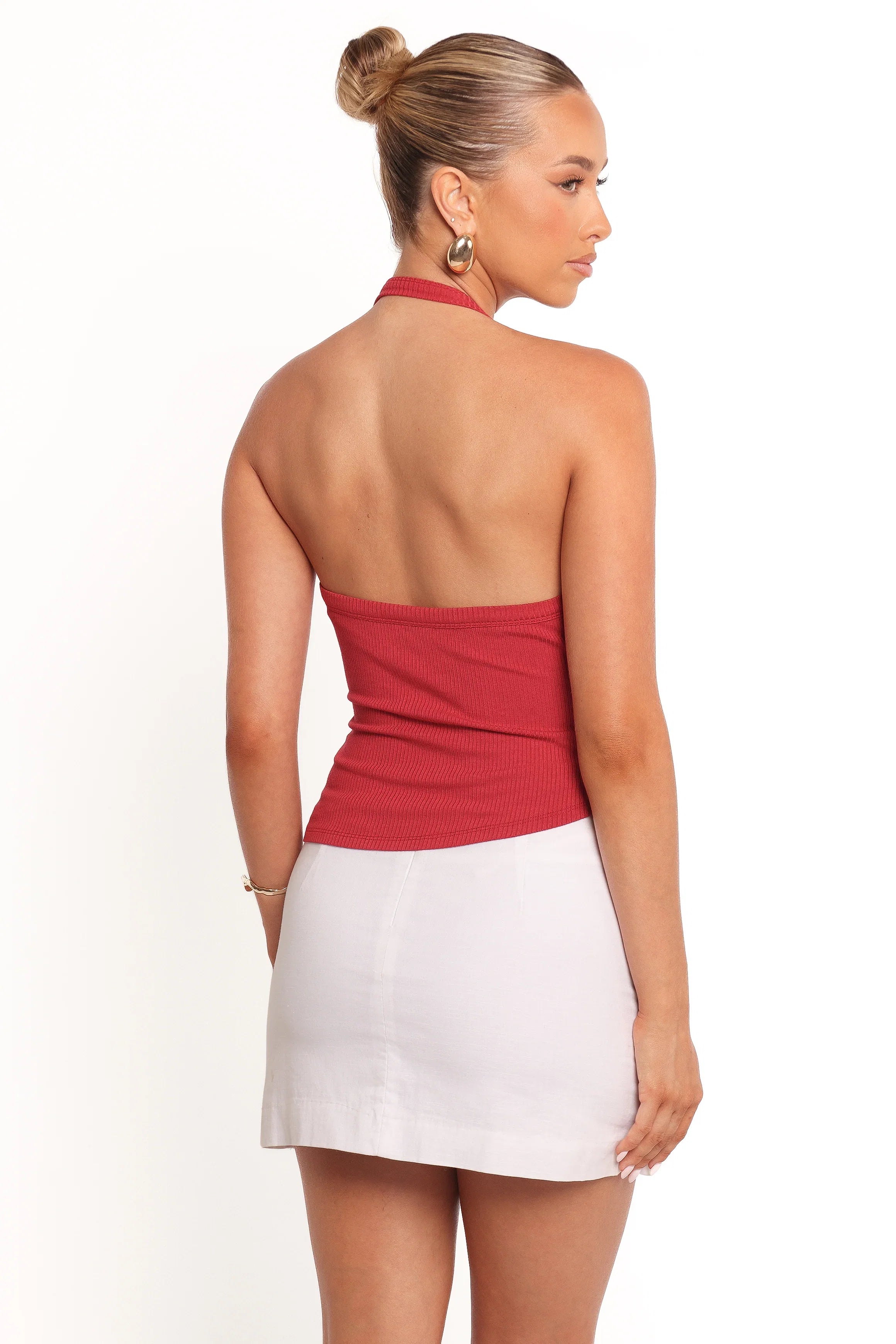 Yulissa Halter Knit Top Red