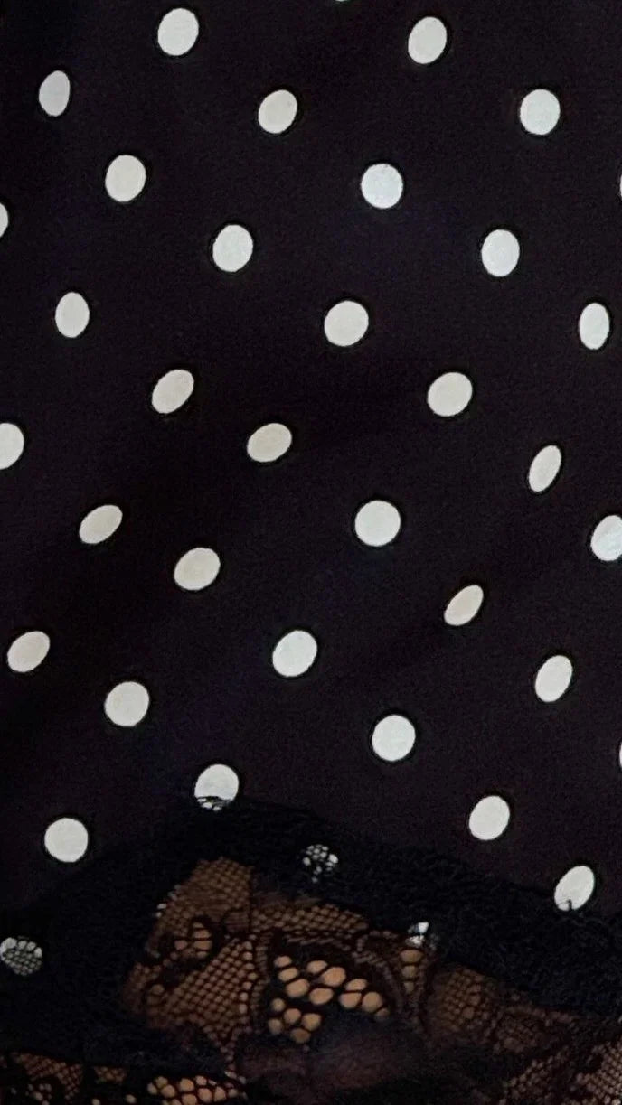Makoa Lace Shorts Black White Polka