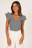 Martina Ribbed Top Black Stripe