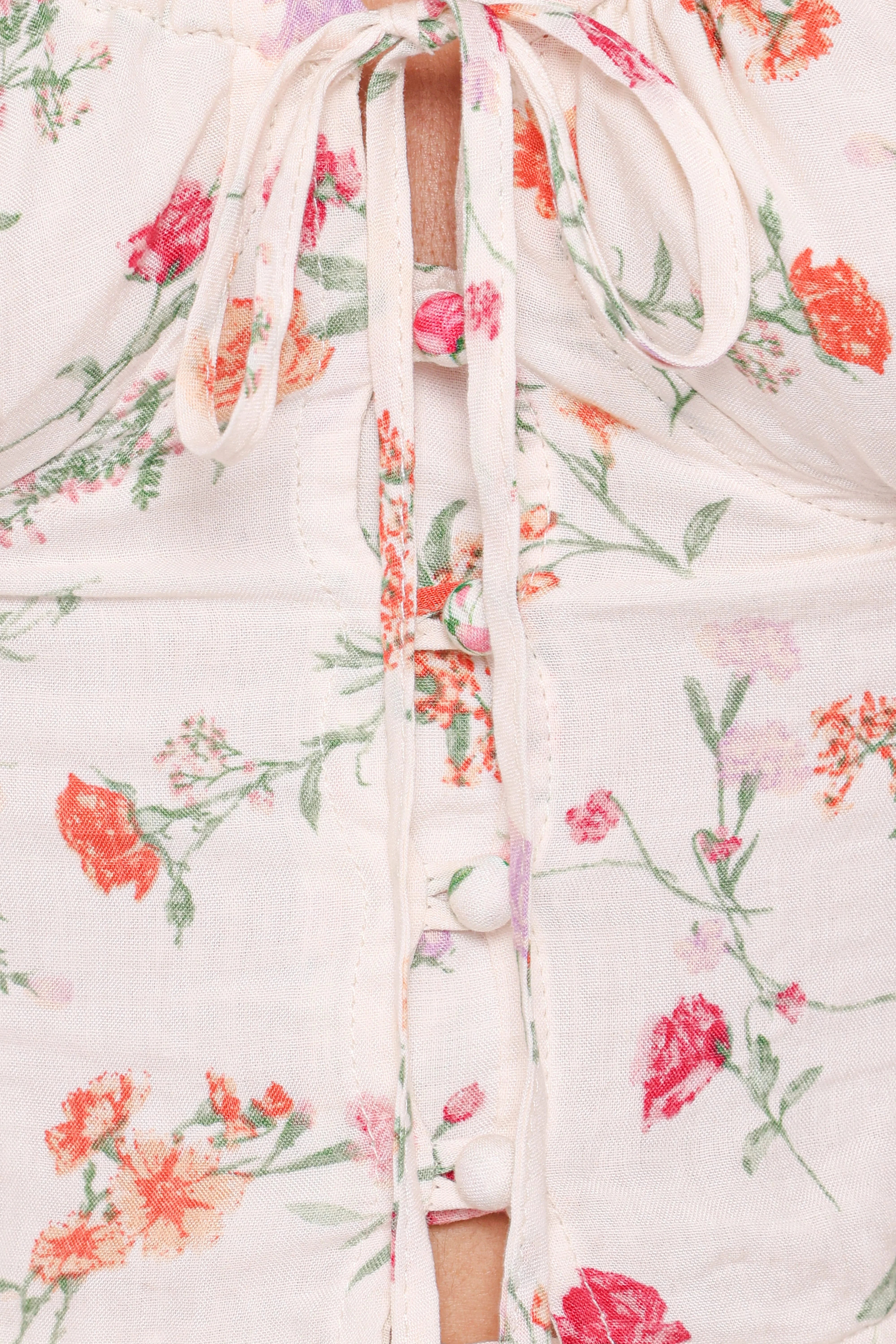 Antonia Lace Trim Top White Poppy Rose