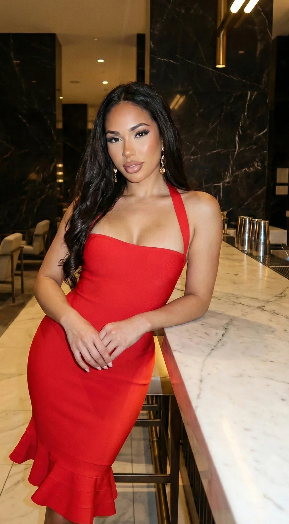 Rinnia Mermaid Bandage Dress Red