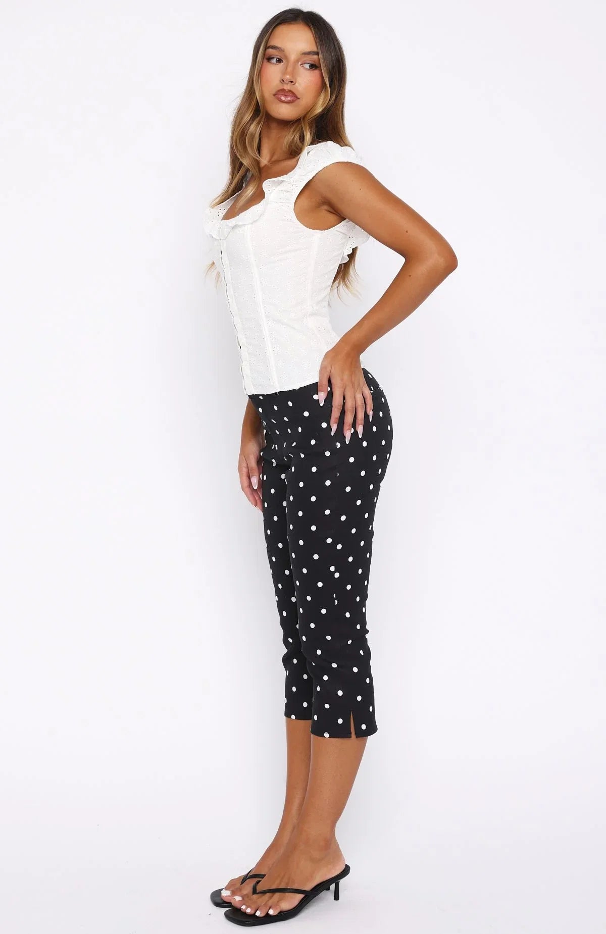 Day For It Capri Pants Black White Polka Dot