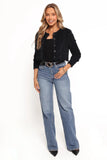 Tavan Crop Button Front Cardigan Black