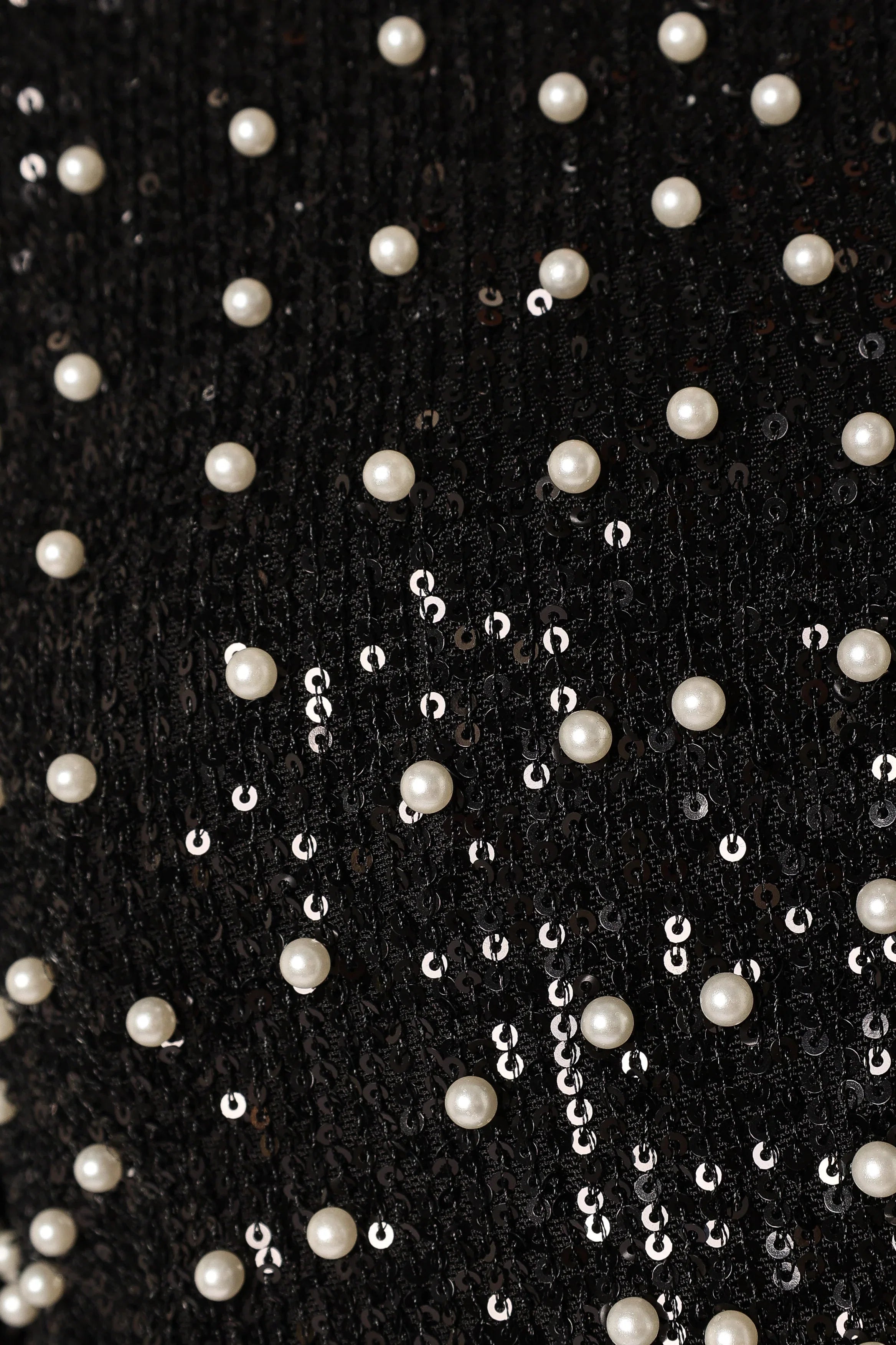 Monica All Over Pearl Crop Jacket Black
