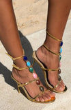 Yana Beaded Heels Gold