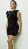 Prism Multi Color Sequin Mini Dress Navy