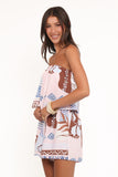 Herbie Strapless Romper Blue Brown Abstract