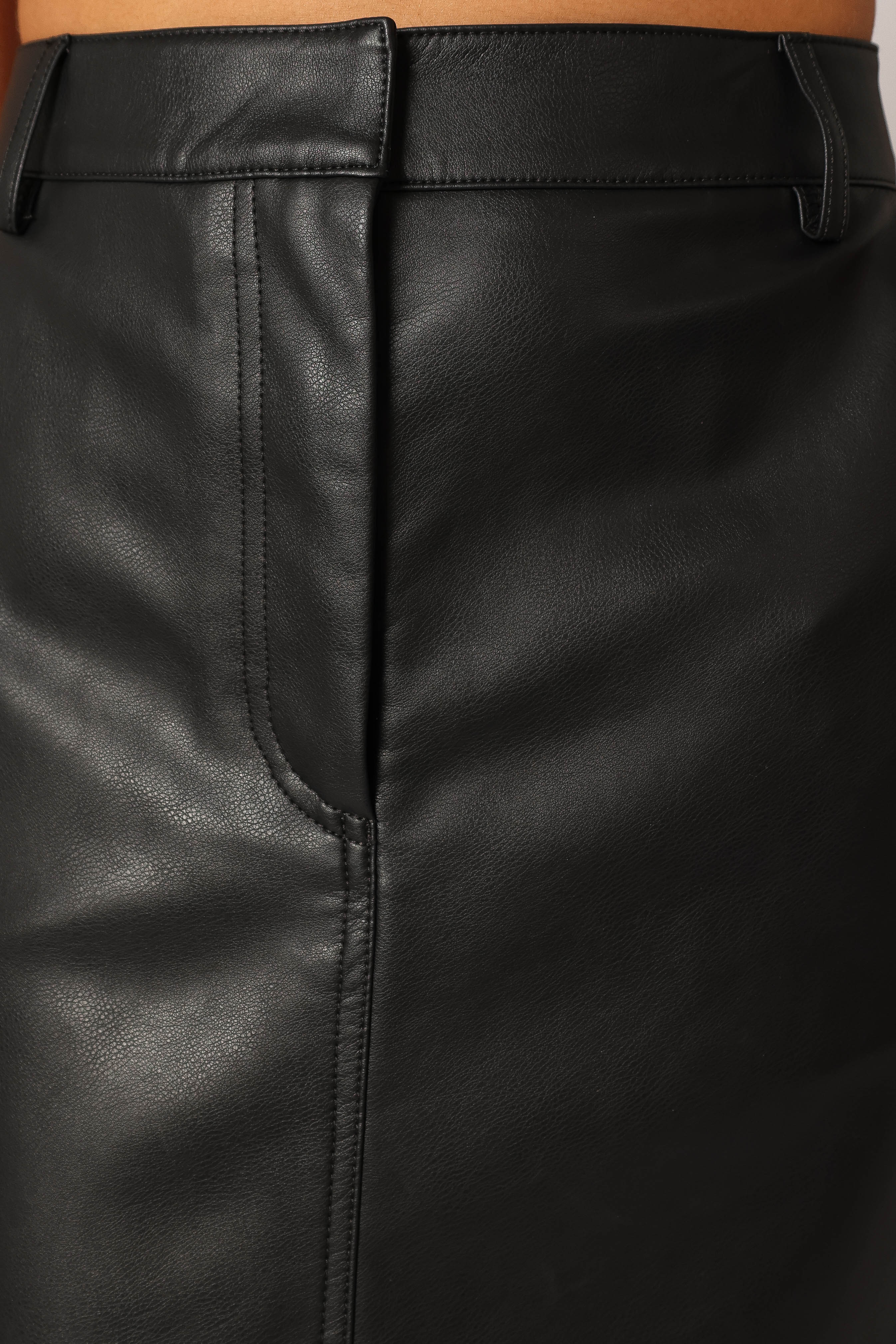 Jade Vegan Leather Column Skirt Black