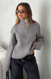 Violetta Zip Knit Cardigan Smokey Grey