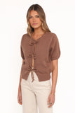 Koskie Tie Knit Top Chocolate