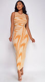 Sofia Abstract Maxi Dress Orange